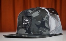 New Rvca Black Camo Trucker Mesh MID FIT Mens Snapback Hat RHTRVC-11 picture