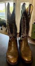 Tony Lama 6442 Krauss Brown Leather Cowboy Western Mens Boots Size 8.5 D VTG picture