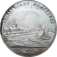Frankfurt 1840 Unc 2 Thaler Double Taler Silver City View Coin Germany State Rar picture