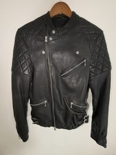 RARE ALL SAINTS Black Leather Quilted Biker Jacket Women’s XS Extra Small picture