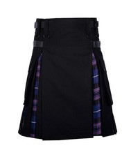 Highland Redstone Women's 10 Hybrid Utility Kilt Black Purple Scotland Goth NWT picture