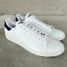 Adidas Stan Smith Mens Shoes Size 12 White Blue Leather Primegreen Tennis NEW picture