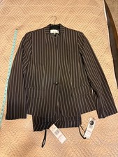 Le Suit Women’s 2 Piece Black Striped Pant Suit Size 10 NWT picture