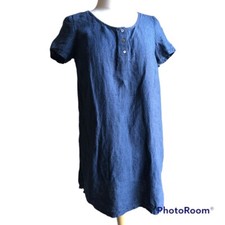 J jill pure jill 100% linen blue slit side tunic top xs picture
