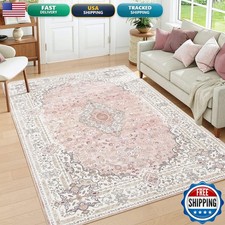 Brakki Pink 5x7 Area Rugs Living Room, Washable Vintage Boho Rug BR-AR03-PK-5x7 picture