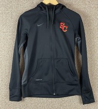 Nike USC Jacket Hoodie Men’s Medium Therma Fit Black Full Zip Pockets F198 picture