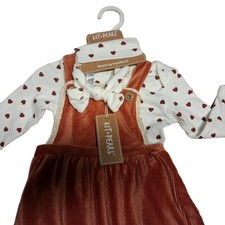 NWT Kit & Pearl Jumper Dress & Top Outfit 3 Pc Set w/ Headband 12 Mo Baby Girl picture