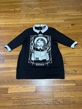 Kill Star Womens Witchy Mini Shirt Dress Size 4XL Black Collared Goth Moon Spell picture