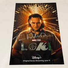 Tom Hiddleston Signed Loki Marvel Poster 11x17 Photo 2 picture