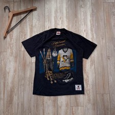 Vintage Pittsburgh Penguins 1991 Nutmeg Mills rare graphic embroidered t shirt picture