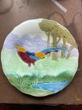 Antique 19th Century French Choisy Le Roi Majolica Pheasant Plate picture