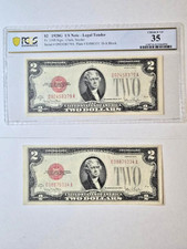 TWO 1928G $2 US Notes 1 graded by PCGS ChoiceVF 35 picture