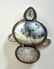 TABRA Elegant Charm Dendritic Opal, Quartz Druzy, Faceted Quartz in 925 Sterling picture