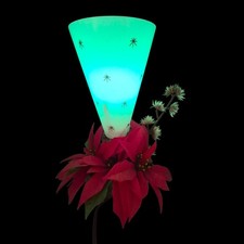 Vtg MCM Mid Century Atomic Starburst Cone Lamp Holiday Memorial Poinsettia Vase picture