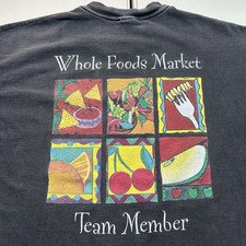 Rare Vintage Whole Foods Market 2000 Graphic Shirt 90s y2k Team Member Size XL picture