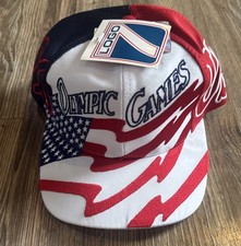 Vintage 1996 Olympics Snapback Hat American Flag Splash Logo 7 Atlanta 90s picture