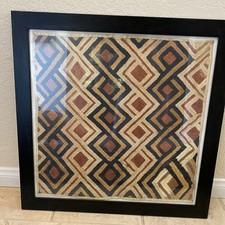 Framed Vintage African Kuba Kasai Velvet Raffia Textile Zaire 26 