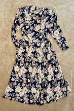 Vintage 80s 90s ED Michaels Floral Cottagecore Midi Dress Pockets Mom Housewife picture