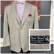 Nat Nast Blazer Jacket Sport Coat Mens XXL (48-Long) Wool Gray Peak Lapel picture
