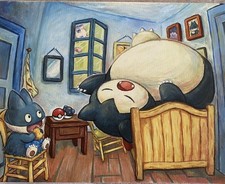 Pokemon Snorlax & Munchlax Van Gogh Giclée - With COA - IN HAND 45x35  Canvas picture