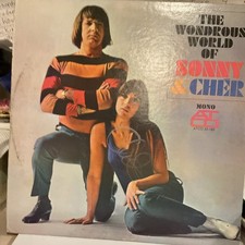 Sonny & Cher Wondrous World Mono Vinyl LP ATCO 33-183 Signed ICZ COA Cher only picture