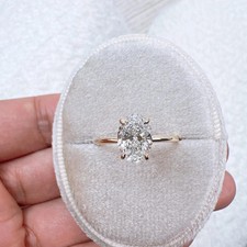 2.50 Ct Oval Cut VVS1 Moissanite Solitaire Wedding Ring In 14k Rose Gold Plated picture