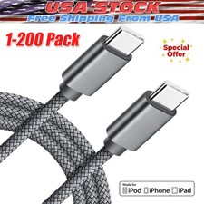 60W USB-C to USB-C Cable Fast Charger lot PD Nylon Cord For iPhone 16 Samsung picture