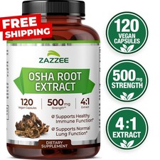 Osha Root Extract 120 Capsules Vegan 500 mg Strength Potent 4:1 Immune Support picture