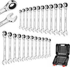 24-Piece Ratcheting Wrench Set, Metric & SAE, 72-Tooth, CR-V Steel picture