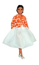 Chiffon white skirt for curvy doll 12 in, doll print orange jacket 1/6, MTM doll picture