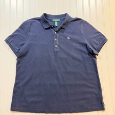 Lauren Ralph Lauren Navy Blue Pique Knit Classic Short Sleeve Polo Shirt LRL 1X picture