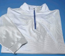 Magaschoni-Mens LS/ 1/4.Zip Blue/White Stripe Athletic Perform.Pullover-(L) New picture