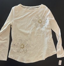 Talbots Women’s White Long Sleeve Sequin Embellished Top Shirt Size Small Petite picture