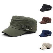 Classic Cotton Army Hat Military Cadet Patrol Style Simple Adjustable Flat Cap picture