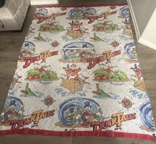 80s VTG Disney's Duck Tales Cartoon Printed Fleece Blanket Sateen Edge 70