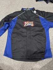 Reebok Philadelphia 76ers  zipper/ button Up warm Up Jacket Size XL Black &blue picture