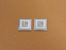 (2) Big GM Mark of Excellence Square Fender Emblems Rear Deck Lid Badge OEM USED picture