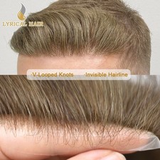LyricalHair 0.06mm Thin Skin Mens Toupee Human Hair System V-looped PU Hairpiece picture