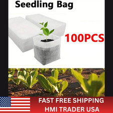 100pcs Biodegradable Seedling Grow Bags Non Woven Nursery Pots Set - NEW picture