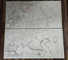 Antique 1818 Folding Case Map European Part Russian Empire French Military Depot picture