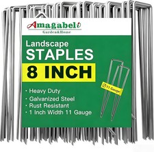 AMAGABELI 200-Pack Heavy-Duty 8-Inch Galvanized Landscape Staples for Gardens picture