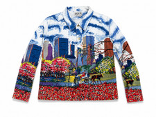 Tantrums Collection Scenic City Print Button Front Shirt Jacket 100% Cotton Size picture