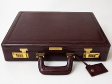 Vintage Franzen Top Grain Leather Attache Briefcase Romania Burgundy Suede Lined picture