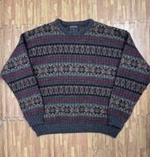 BEAUTIFUL Vintage 90s Woolrich Crewneck Sweater Fair Isle Knit 100% Wool Mens XL picture