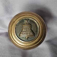 RARE ANTIQUE BELL SYSTEM (AT&T) MARKED BRASS DOOR KNOB ON MARBLE BASE picture