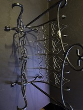 Vintage French Style Wrought Iron Magazine Rack Ornate Scroll Metal Record Stand picture