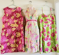 Lot x 3 Vtg Lilly PULITZER Dresses Frog & Lotus +Hot Air Pegasus Halter+Shift 12 picture