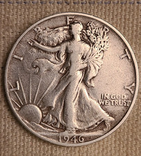 VINTAGE 1946 (S) SAN FRANCISCO MINT LIBERTY WALKING TYPE HALF DOLLAR 90% SILVER picture