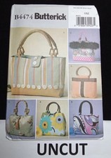 BUTTERICK UNCUT Pattern B4474 Lined Handbags Totes Satchels Purse 6 Variations picture