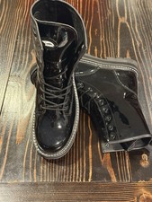 Women’s Avenger Fortune Black Patent Leather Safety Toe Combat Work Boots (ASTM) picture